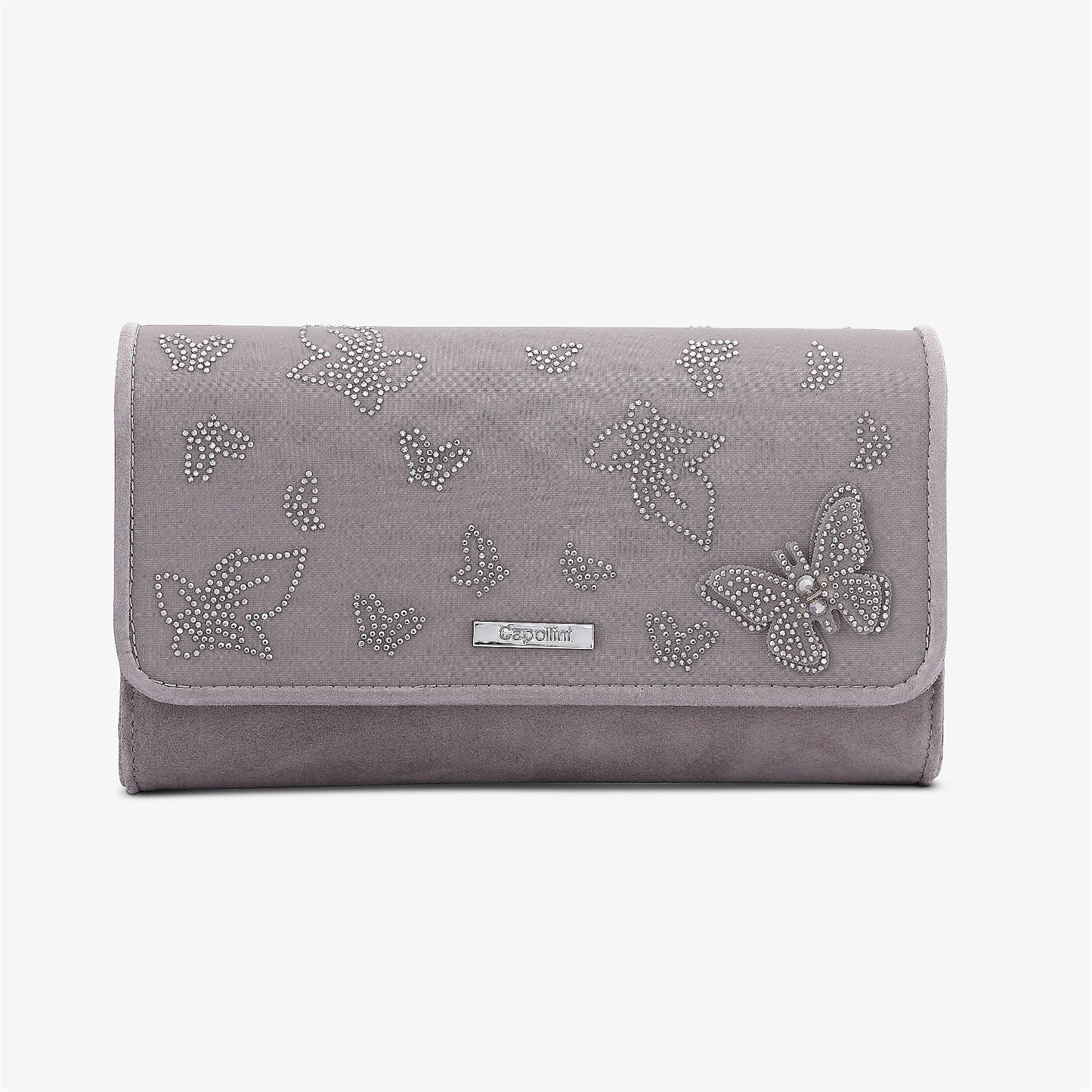 Evie Grey Mesh Clutch