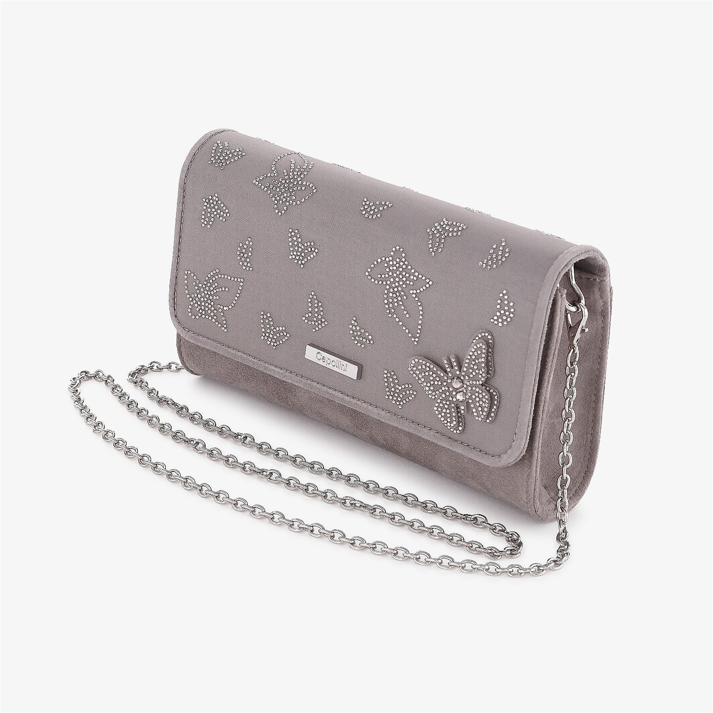 Evie Grey Mesh Clutch