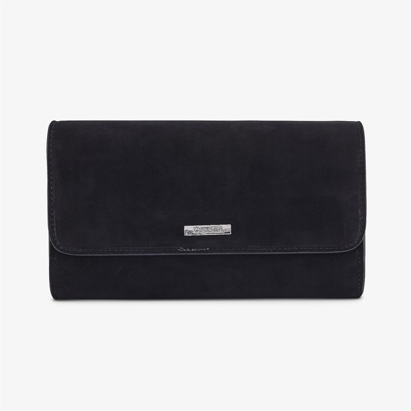 Opal Black Suede Clutch