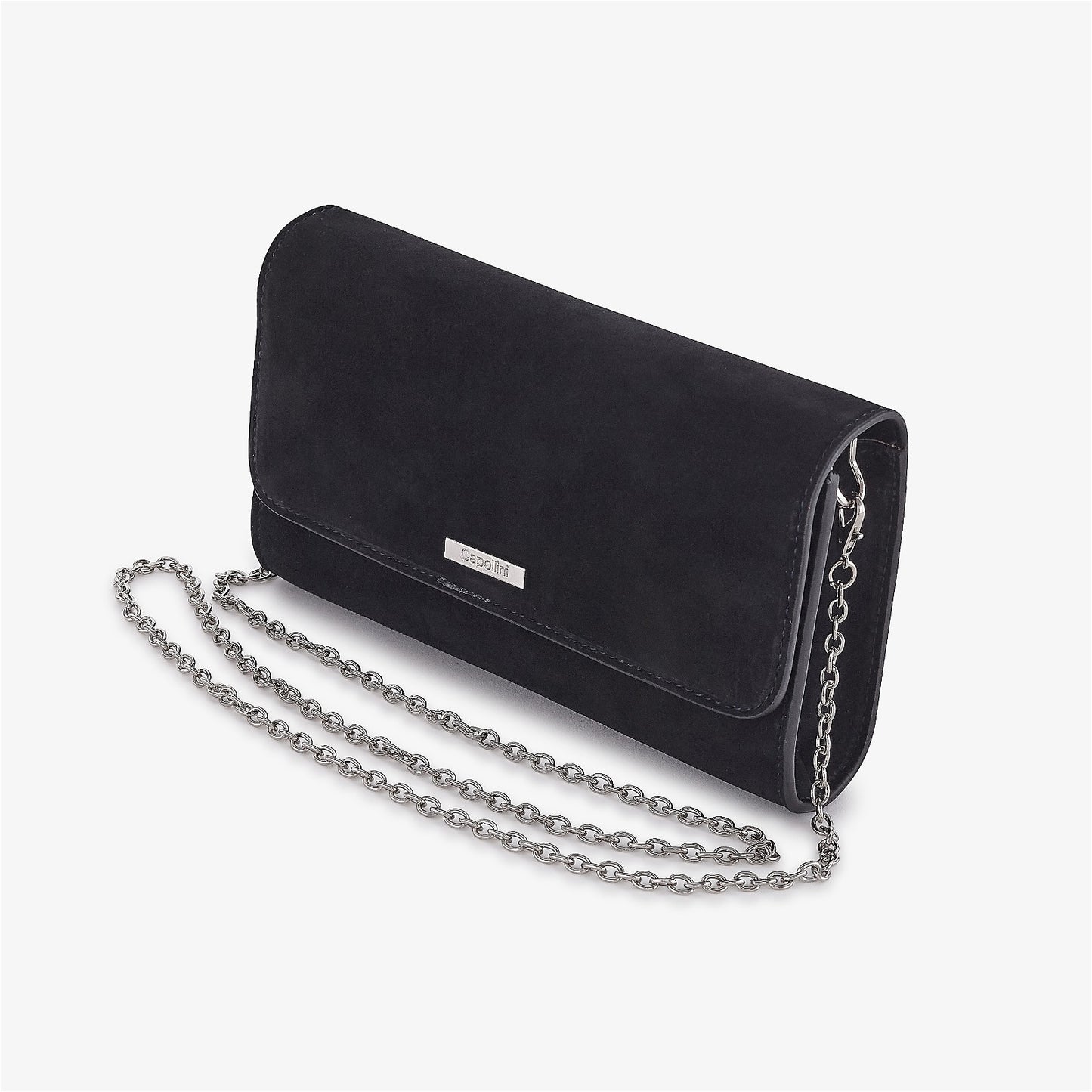 Opal Black Suede Clutch