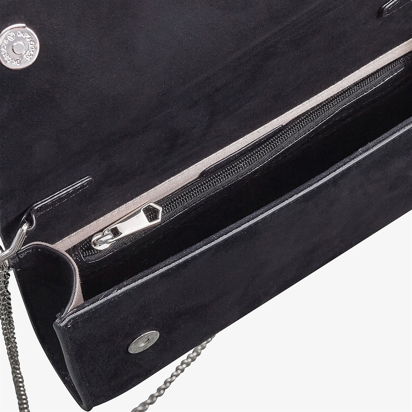 Opal Black Suede Clutch